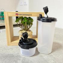 Kit 2 Peças Modular Líquido Transparente com Tampa Preta - Tupperware
