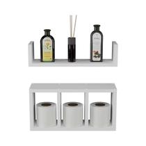 Kit 2 Peças Nicho Prateleira para Banheiro Branco 40 x 12cm Kit 2 Peças Nicho Prateleira para Banheiro Branco 40 x 12cm