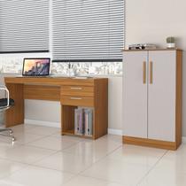 Kit 2 Peças para Escritório com Escrivaninha 120cm e Armário Multiuso Kit 2 Peças para Escritório com Escrivaninha 120cm e Armário Multiuso