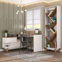 Kit 2 Peças para Escritório com Escrivaninha em L e Estante Multiuso para Livros Kit 2 Peças para Escritório com Escrivaninha em L e Estante Multiuso para Livros