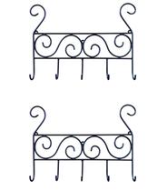 Kit 2 Peças Porta Acessórios De Parede Em Ferro Com 5 Ganchos Suporte Decorativo na Cor Preta Porta Chaves Kit 2 Peças Porta Acessórios De Parede Em Ferro Com 5 Ganchos Suporte Decorativo na Cor Preta Porta Chaves