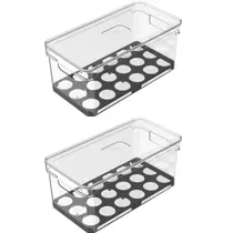 Kit 2 peças Porta Ovos 36 unidades Clear Fresh Black Ou Kit 2 peças Porta Ovos 36 unidades Clear Fresh Black Ou