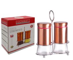 kit 2 Peças Porta Temperos vidro e inox Rose 100ml Hauskraft