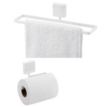 Kit 2 Peças Porta Toalha Toalheiro 25cm Suporte Papel Higiênico Banheiro Branco Fosco - Future Kit 2 Peças Porta Toalha Toalheiro 25cm Suporte Papel Higiênico Banheiro Branco Fosco - Future