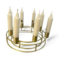 Kit 2 peças Porta velas candelabro dourado em metal - 25cm