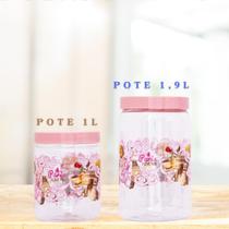 Kit 2 peças Pote de Plástico de 1 e 1,9 litros decorado Paris