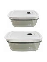 Kit 2 peças pote vidro retangular hermético com click - WINCY CASA Kit 2 peças pote vidro retangular hermético com click - WINCY CASA