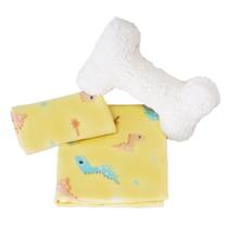 Kit 2 Peças Presente Pet Soneca Cobertor Manta Fleece Térmico e Travesseiro Ossinho Soft Macio