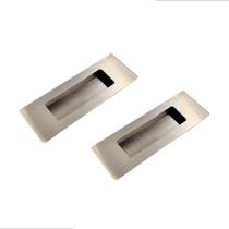 Kit 2 peças puxador concha embutir inox escovado porta correr gaveta 15cm