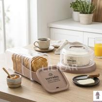 Kit 2 Peças Queijeira Porta Queijo Torrada e Biscoitos