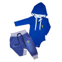 Kit 2 Peças sendo 1 Body Suedine com Capuz e 1 Calça Jeans