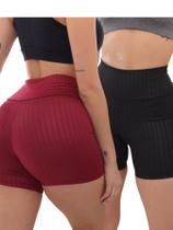 Kit 2 Peças - Shorts Legging Feminino Cirre 3D Academia Fitness