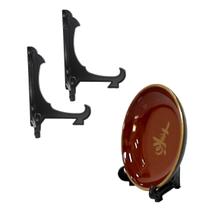 Kit 2 Peças Suporte Para Pratos e Azulejos Preto 15cm Kit 2 Peças Suporte Para Pratos e Azulejos Preto 15cm