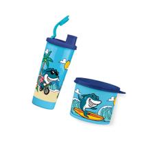 Kit 2 Peças Surf - Copo Infantil e Redondinha Azul Estampado Kit 2 Peças Surf - Copo Infantil e Redondinha Azul Estampado