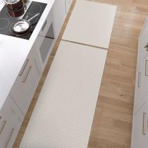 Kit 2 Peças Tapete Passadeira e Capacho Antiderrapante 1.30m X 45cm Decoração Cozinha Tear Artesanal Algodão Rústico Cru Off-White