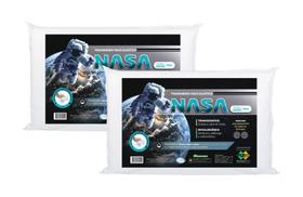 Kit 2 Peças Travesseiro Visco Nasa Viscoelástico 50x70cm 10cm Capa 100% Algodão Nap