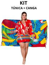 Kit 2 Peças Túnica Indiana + Canga Estampada