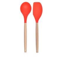 Kit 2 Peças Utensílios Silicone Bambu Espátula e Colher