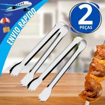 Kit 2 Pegador de Carne em Inox Pegador Gelo Frutas Sobremesas Salada Buffet Restaurante Churrascaria