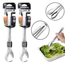 Kit 2 Pegador de Salada Massas Universal em Aço Inox 29cm Kit 2 Pegador de Salada Massas Universal em Aço Inox 29cm