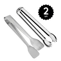 Kit 2 Pegador Inox Gelo Frios Pinça Bar Cozinha Servir Drink Multiuso Universal Bares Restaurante