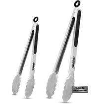 Kit 2 Pegador Pinça de Grelhar Churrasco Walfos Aço Inoxidável Cinza