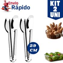 Kit 2 Pegador Universal 29cm Multiuso Utensílio de Cozinha Aço Inox Cozinha Buffet Restaurante Padaria