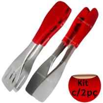 Kit 2 Pegador Vazada E Reto Aço Inox Churrasco Salada 23cm Kit 2 Pegador Vazada E Reto Aço Inox Churrasco Salada 23cm
