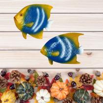 Kit 2 Peixes Em Resina Pintado A Mão Decoração Parede Mar