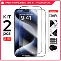 Kit 2 Película Vidro Temperado ANTIQUEDA 3D iPhone11 12 13 14 15 15 16 Pro Pro MaxLimpa Tela 3 em 1