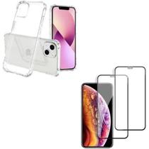 Kit 2 Películas 3D Vidro + Capa Capinha Transparente para Iphone 13