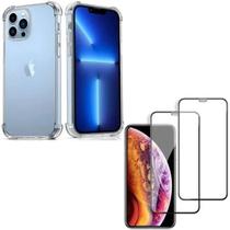 Kit 2 Películas 3D Vidro + Capa Capinha Transparente para Iphone 13 Pro