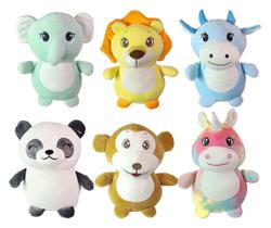 Kit 2 Pelúcia Safari Plush Olho Bordado 20Cms - Sortidos