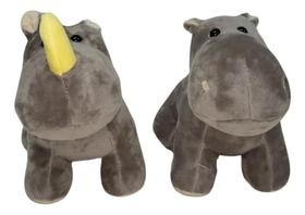 Kit 2 Pelúcias Hipopótamo E Rinoceronte 20Cm