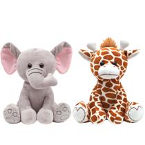 Kit 2 Pelúcias Safari Girafinha e Elefante Quarto Bebê Buba