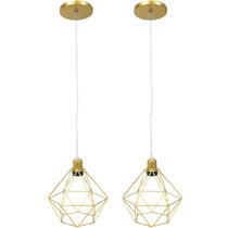 Kit 2 Pendente Aramado Diamante Luminárias Lustre Cabo Cristal P Teto Retrô Agp Ilumini Industrial Kit 2 Pendente Aramado Diamante Luminárias Lustre Cabo Cristal P Teto Retrô Agp Ilumini Industrial