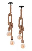 Kit 2 Pendente Corda Rústico Duplo 3 Metros P/ Lâmpada Led