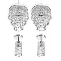 kit 2 Pendente Cristal Acr.Manucrilic + 2 Lustre Clearcrilic