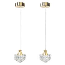 Kit 2 Pendente Cristal Dourado Cromado Detalhe Metal Sala