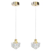 Kit 2 Pendente Cristal Dourado Cromado Detalhe Metal Sala