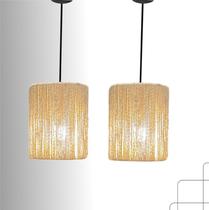 Kit 2 Pendente de Teto Leblon Moderno Cúpula em Sisal Artesanal