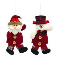 Kit 2 Pendente Enfeite De Arvore Nata Papai Noel 17cm Kit 2 Pendente Enfeite De Arvore Nata Papai Noel 17cm