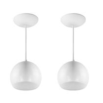 Kit 2 Pendente LowCost Bola Pequena Alumínio 15cm Branco Kit 2 Pendente LowCost Bola Pequena Alumínio 15cm Branco