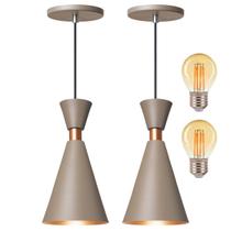 Kit 2 Pendente Luminária Mini Pequim Fendi 24cm + Led G45 Kit 2 Pendente Luminária Mini Pequim Fendi 24cm + Led G45