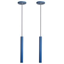 Kit 2 Pendente Luminária Tubo Azul 30 Cm