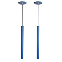 Kit 2 Pendente Luminária Tubo Azul 50 Cm