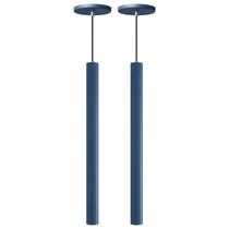 Kit 2 Pendente Luminária Tubo Azul 50 Cm