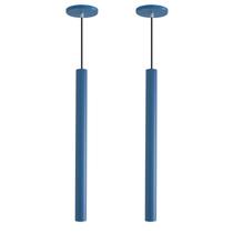 Kit 2 Pendente Luminária Tubo Azul 50 Cm