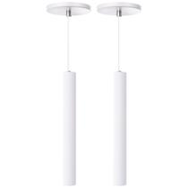 Kit 2 Pendente Luminária Tubo Branco 30 Cm Kit 2 Pendente Luminária Tubo Branco 30 Cm