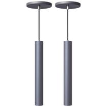 Kit 2 Pendente Luminária Tubo Cinza 30 Cm Kit 2 Pendente Luminária Tubo Cinza 30 Cm